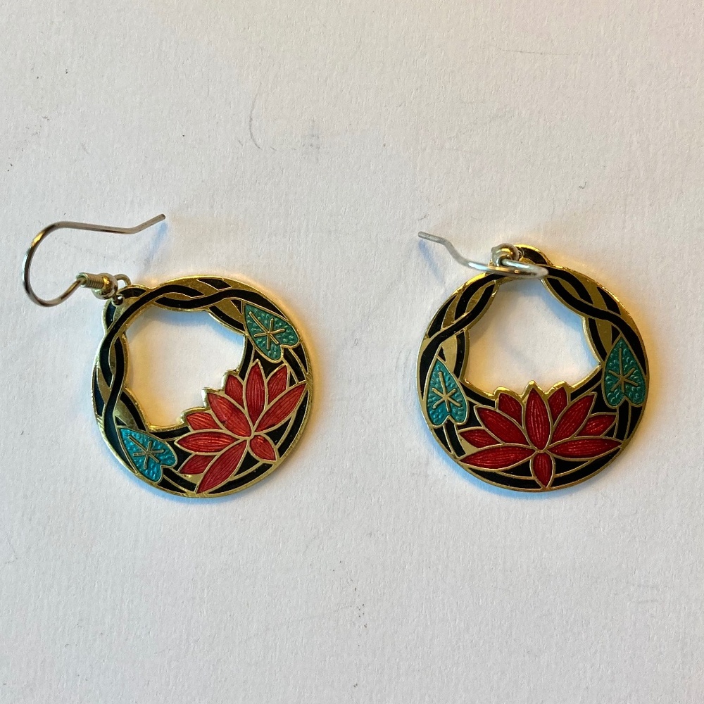 Enamel Lotus Earrings